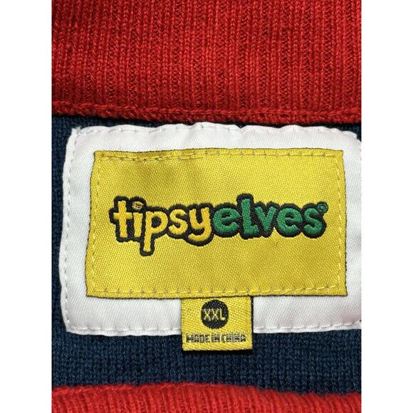 NEW Tipsy Elves Ugly Christmas Sweater Men’s XXL Go Big Go Home Car Tree Blue - Picture 5 of 7